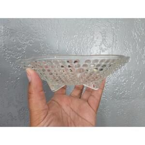 Vintage Hazel Atlas Bowl Beaded Teardrop Footed Scalloped Edge Clear 6.5" Dish